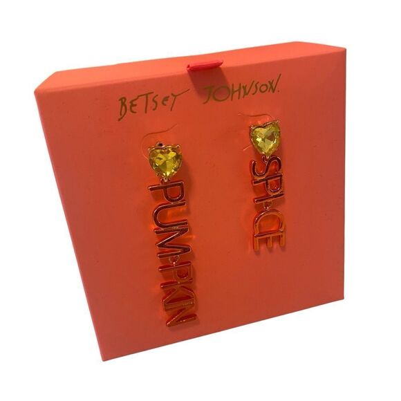 Betsey Johnson Pumpkin Spice Drop Earrings - Picture 2 of 6